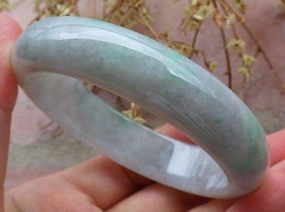 Certified Hand Carved Green 100% Natural Myanmar Burma Grade A JADE Jadeite Circle Bangle Bracelet 57mm