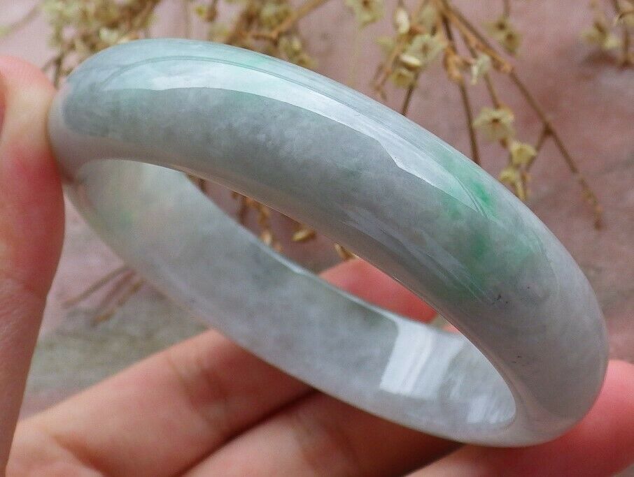 Certified Hand Carved Green 100% Natural Myanmar Burma Grade A JADE Jadeite Circle Bangle Bracelet 57mm