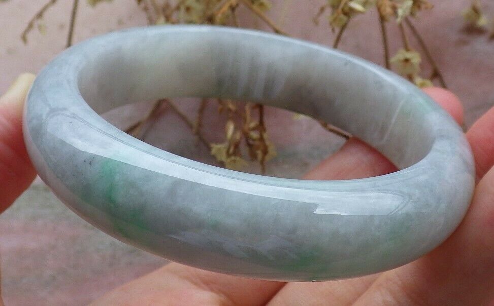 Certified Hand Carved Green 100% Natural Myanmar Burma Grade A JADE Jadeite Circle Bangle Bracelet 57mm