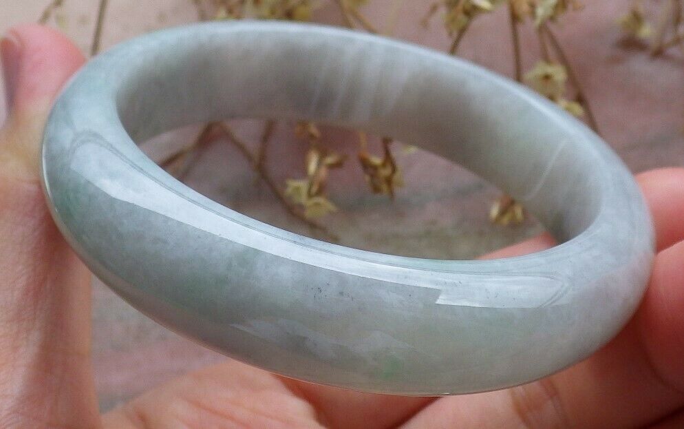 Certified Hand Carved Green 100% Natural Myanmar Burma Grade A JADE Jadeite Circle Bangle Bracelet 57mm