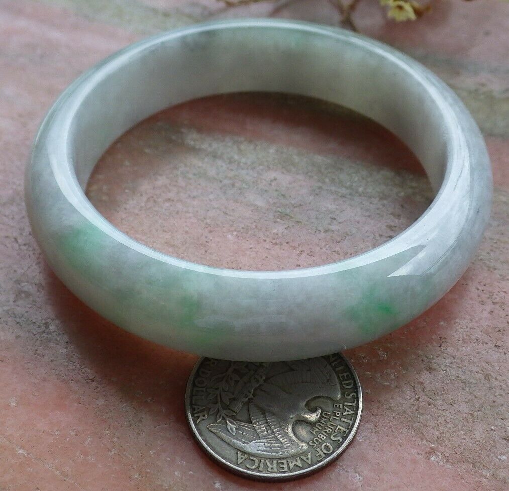 Certified Hand Carved Green 100% Natural Myanmar Burma Grade A JADE Jadeite Circle Bangle Bracelet 57mm