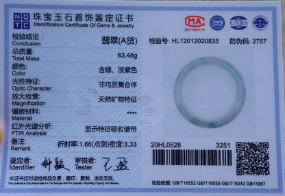 Certified Hand Carved Green 100% Natural Myanmar Burma Grade A JADE Jadeite Circle Bangle Bracelet 57mm