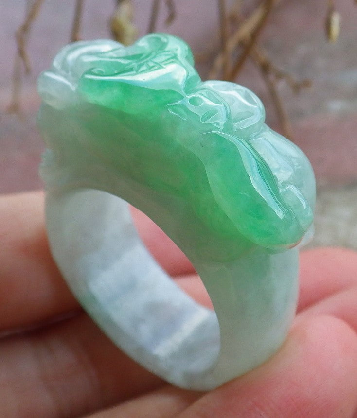 Certified Hand Carved Green Natural Myanmar Burma A JADE Jadeite Dragon Pi Xiu Ring US 12.75