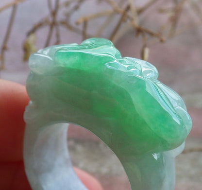 Certified Hand Carved Green Natural Myanmar Burma A JADE Jadeite Dragon Pi Xiu Ring US 12.75