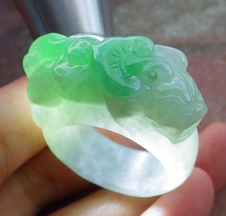 Certified Hand Carved Green Natural Myanmar Burma A JADE Jadeite Dragon Pi Xiu Ring US 12.75