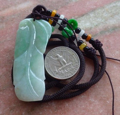 Certified Hand Carved Natural Green Burma A Jade jadeite Dragon Pi Xiu Lucky Amulet Pendant Necklace