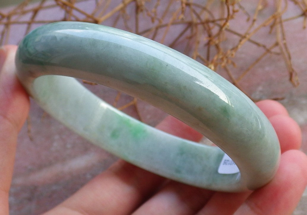 Certified Hand Carved Green Natural Myanmar Burma A JADE Jadeite Circle Bangle Bracelet 61mm