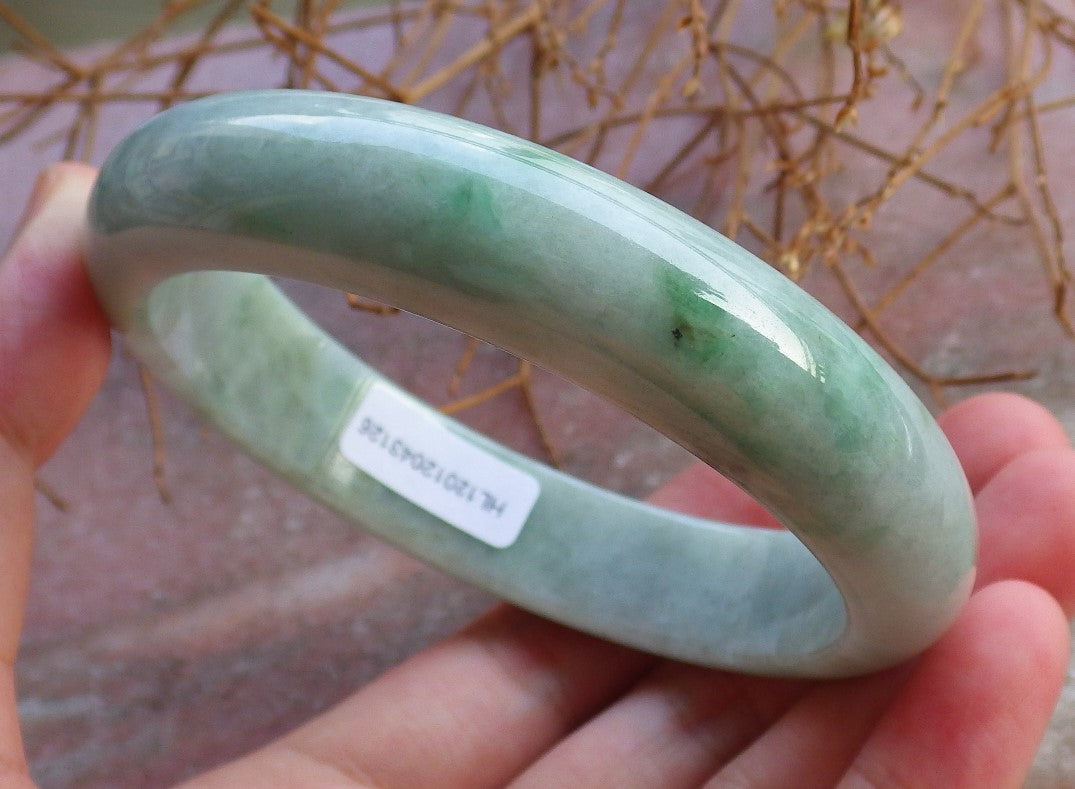 Certified Hand Carved Green Natural Myanmar Burma A JADE Jadeite Circle Bangle Bracelet 61mm