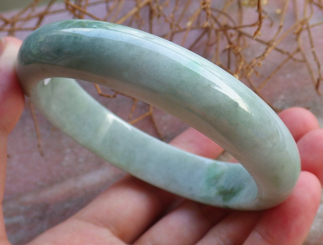 Certified Hand Carved Green Natural Myanmar Burma A JADE Jadeite Circle Bangle Bracelet 61mm