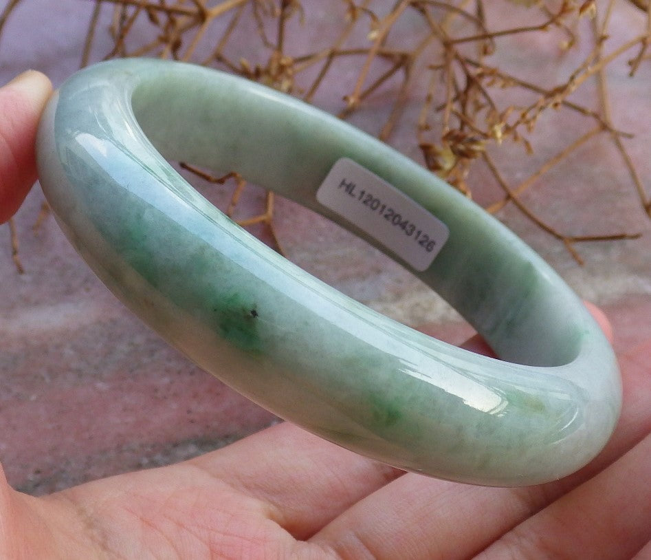 Certified Hand Carved Green Natural Myanmar Burma A JADE Jadeite Circle Bangle Bracelet 61mm