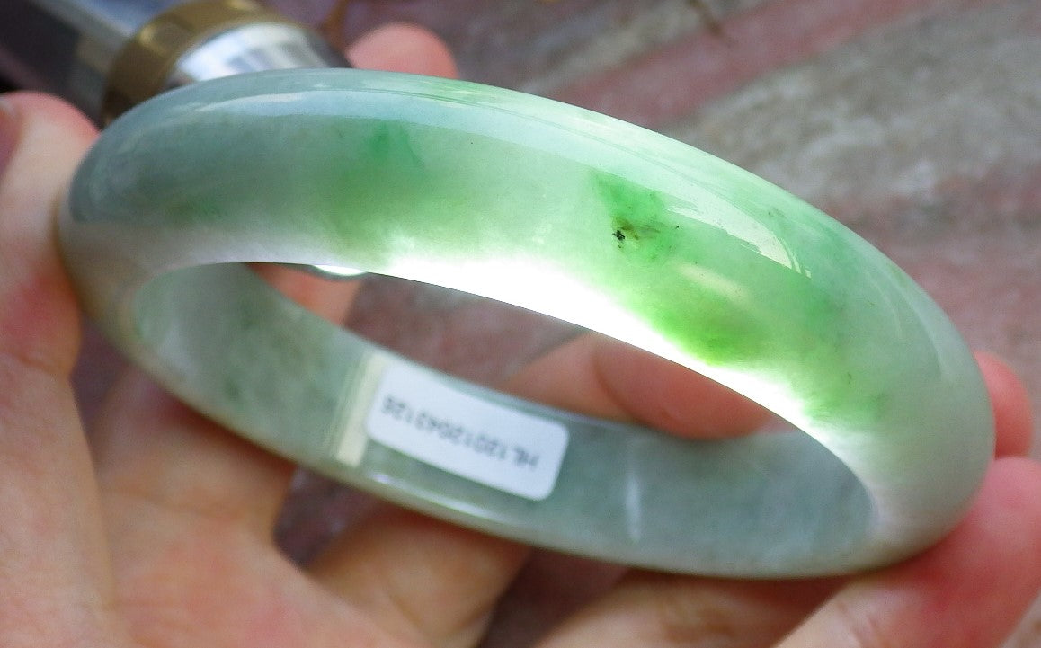 Certified Hand Carved Green Natural Myanmar Burma A JADE Jadeite Circle Bangle Bracelet 61mm