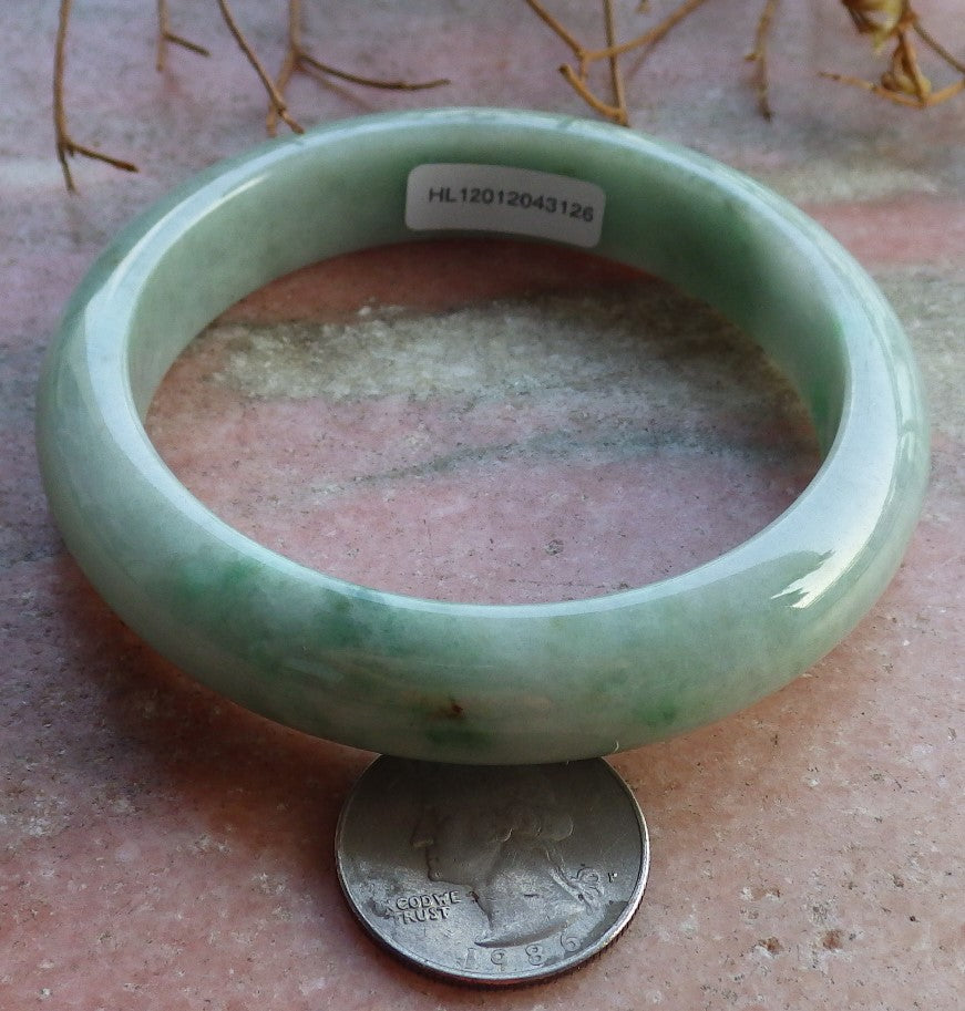 Certified Hand Carved Green Natural Myanmar Burma A JADE Jadeite Circle Bangle Bracelet 61mm