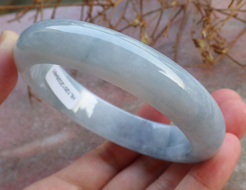 Certified Hand Carved Lavender Green Natural Myanmar Burma Grade A JADE Jadeite Circle Bangle Bracelet 58mm