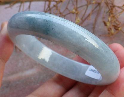 Certified Hand Carved Lavender Green Natural Myanmar Burma Grade A JADE Jadeite Circle Bangle Bracelet 58mm