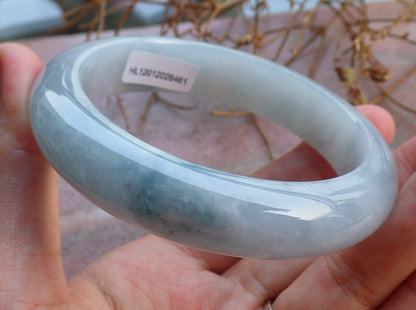 Certified Hand Carved Lavender Green Natural Myanmar Burma Grade A JADE Jadeite Circle Bangle Bracelet 58mm