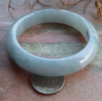 Certified Hand Carved Lavender Green Natural Myanmar Burma Grade A JADE Jadeite Circle Bangle Bracelet 58mm