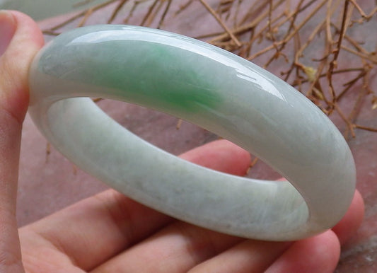 Certified Hand Carved Green Natural Burma 100% Natural A JADE Jadeite Circle Bangle Bracelet 60mm