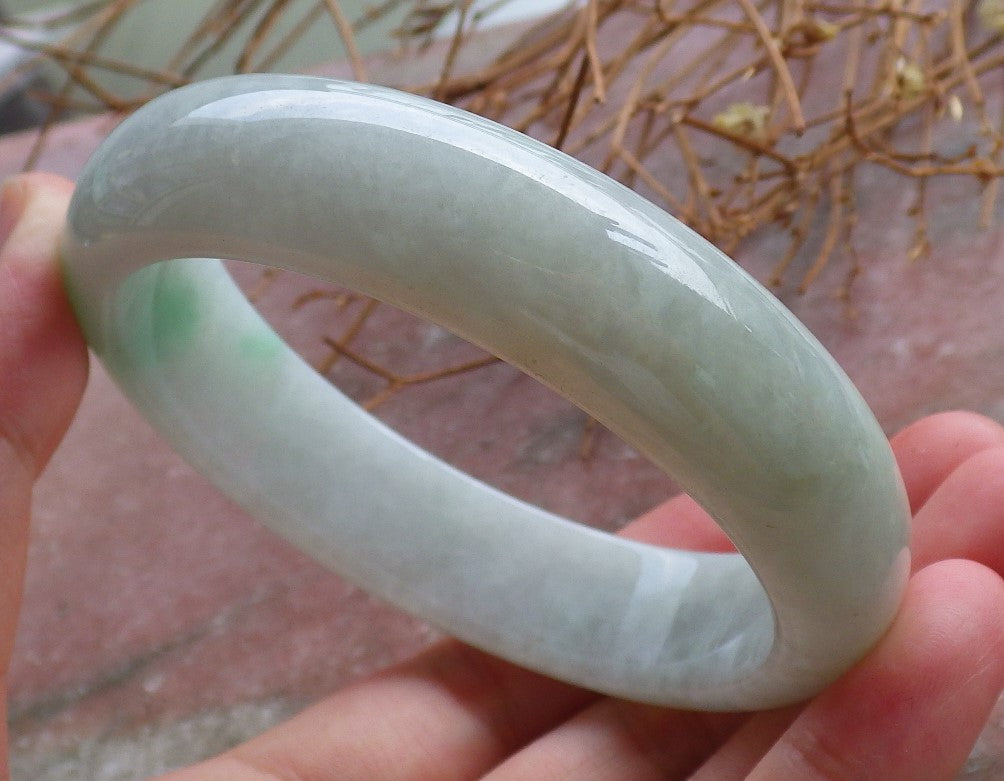 Certified Hand Carved Green Natural Burma 100% Natural A JADE Jadeite Circle Bangle Bracelet 60mm