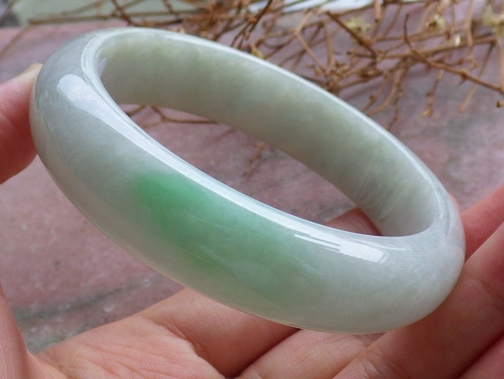 Certified Hand Carved Green Natural Burma 100% Natural A JADE Jadeite Circle Bangle Bracelet 60mm