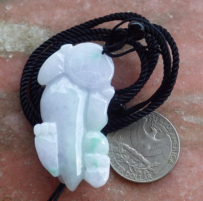 Certified Hand Carved Natural Lavender Green Myanmar Burma A Jade jadeite Dragon Pi Xiu Lucky Amulet Pendant Necklace