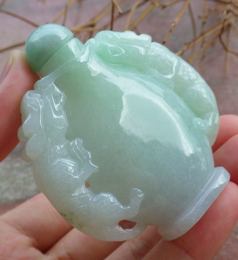 Certified Hand Carved Lavender Natural Myanmar Burma A Jade jadeite Dragon Snuff Bottle Display