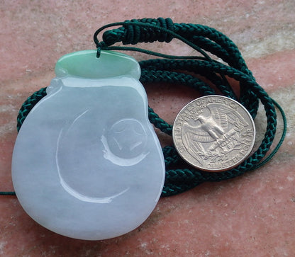 Certified Hand Carved Green Myanmar Burma Grade A Jade jadeite Guanyin Kwan Yin Pendant Necklace