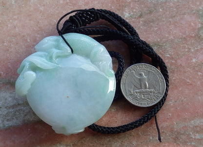 Certified Green Hand Carved Natural Myanmar Burma A Jade jadeite Dragon Lizard Spider Peach Pendant Necklace