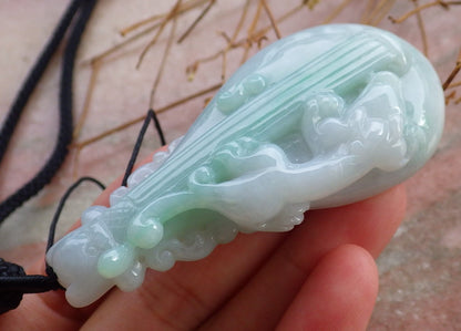 Certified Hand Carved Natural Myanmar Burma A Jade jadeite Dragon Pi Xiu Guitar Pendant Necklace