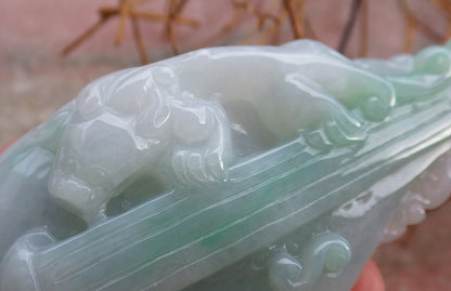 Certified Hand Carved Natural Myanmar Burma A Jade jadeite Dragon Pi Xiu Guitar Pendant Necklace