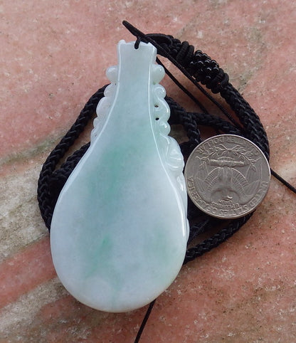Certified Hand Carved Natural Myanmar Burma A Jade jadeite Dragon Pi Xiu Guitar Pendant Necklace