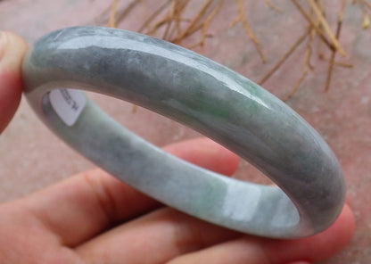 Certified Hand Carved Green Natural Myanmar Burma Grade A JADE Jadeite Circle Bangle Bracelet 58mm