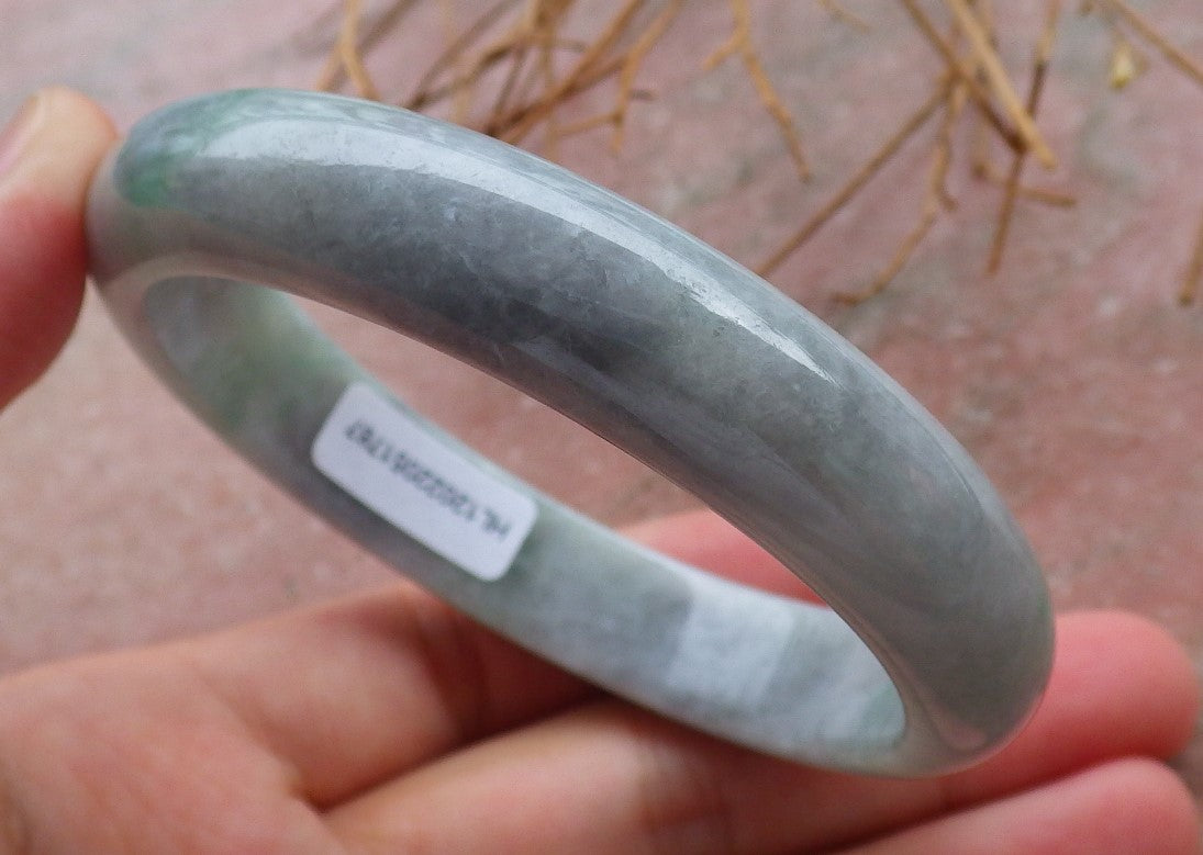 Certified Hand Carved Green Natural Myanmar Burma Grade A JADE Jadeite Circle Bangle Bracelet 58mm