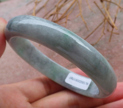 Certified Hand Carved Green Natural Myanmar Burma Grade A JADE Jadeite Circle Bangle Bracelet 58mm