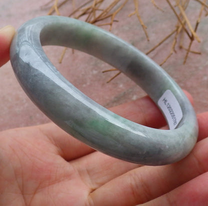 Certified Hand Carved Green Natural Myanmar Burma Grade A JADE Jadeite Circle Bangle Bracelet 58mm