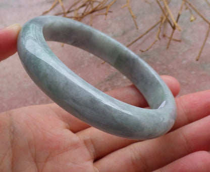 Certified Hand Carved Green Natural Myanmar Burma Grade A JADE Jadeite Circle Bangle Bracelet 58mm