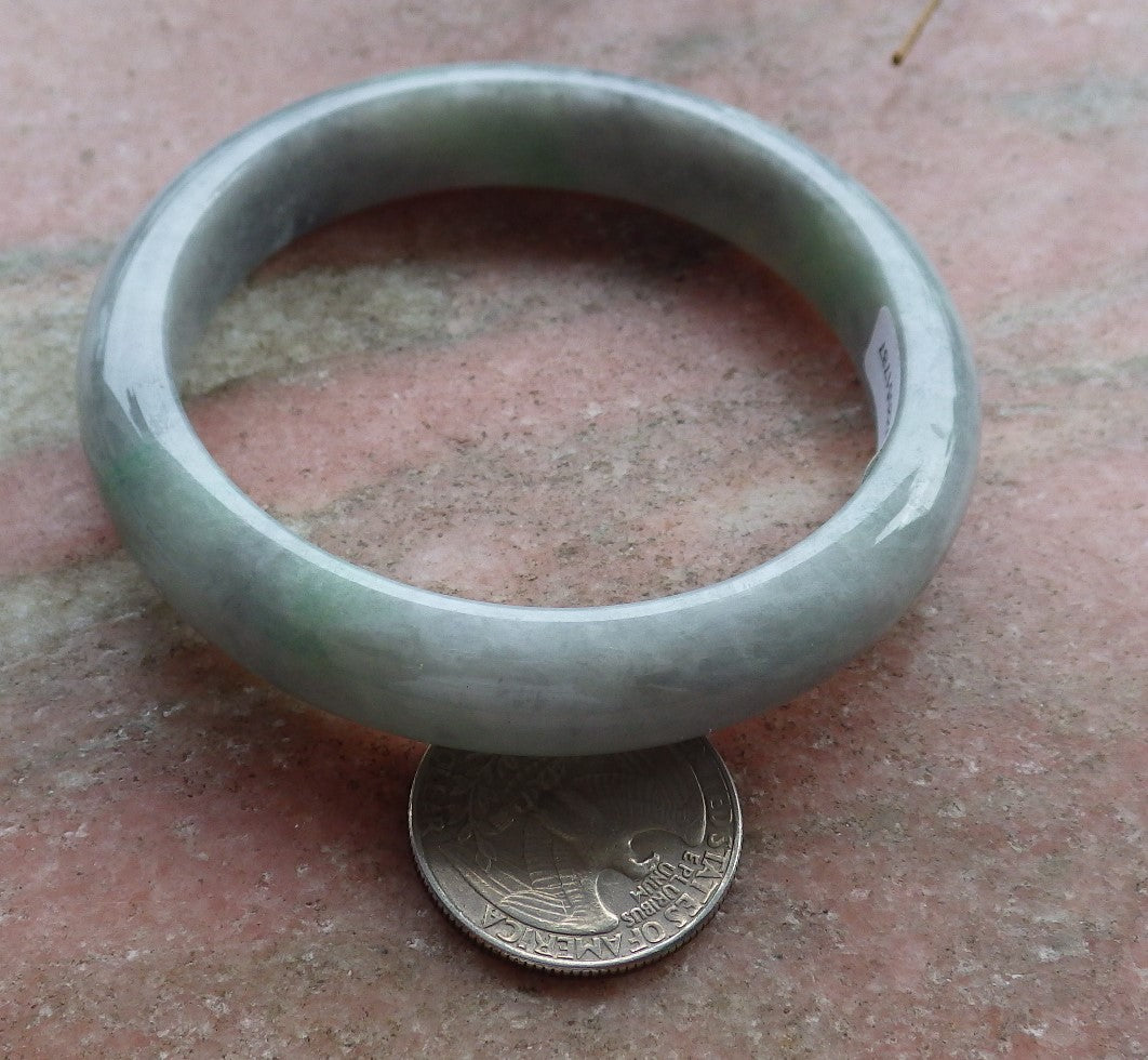 Certified Hand Carved Green Natural Myanmar Burma Grade A JADE Jadeite Circle Bangle Bracelet 58mm