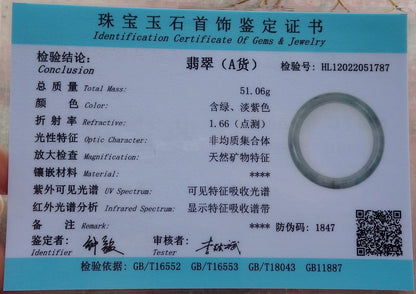 Certified Hand Carved Green Natural Myanmar Burma Grade A JADE Jadeite Circle Bangle Bracelet 58mm