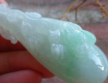 Certified Hand Carved Natural Myanmar Burma A Jade jadeite Dragon Pi Xiu Guitar Pendant Necklace