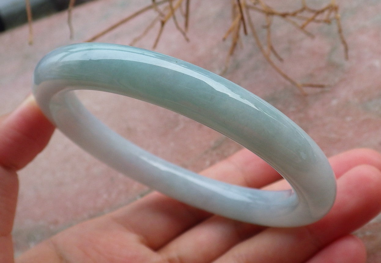 Certified Hand Carved Green Lavender Natural Myanmar Burma Grade A JADE Jadeite Bangle Bracelet 58mm