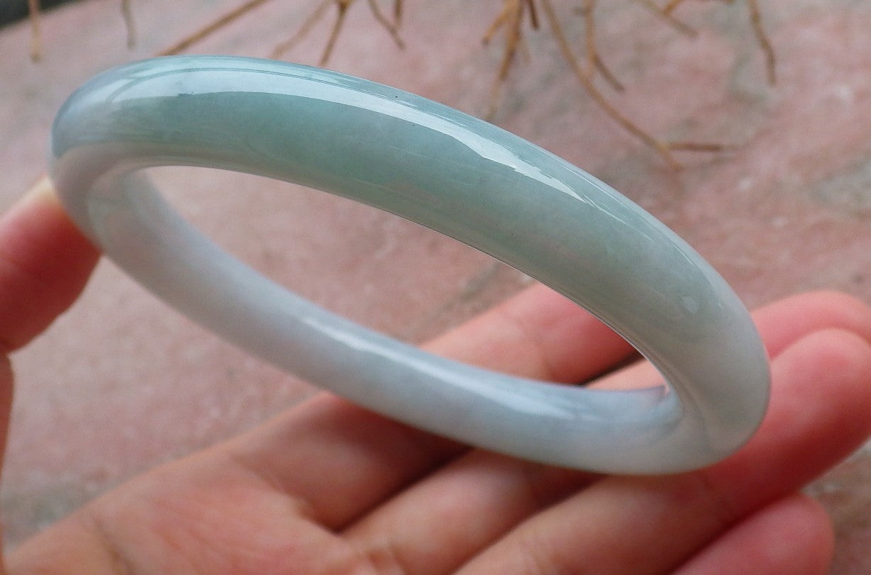 Certified Hand Carved Green Lavender Natural Myanmar Burma Grade A JADE Jadeite Bangle Bracelet 58mm