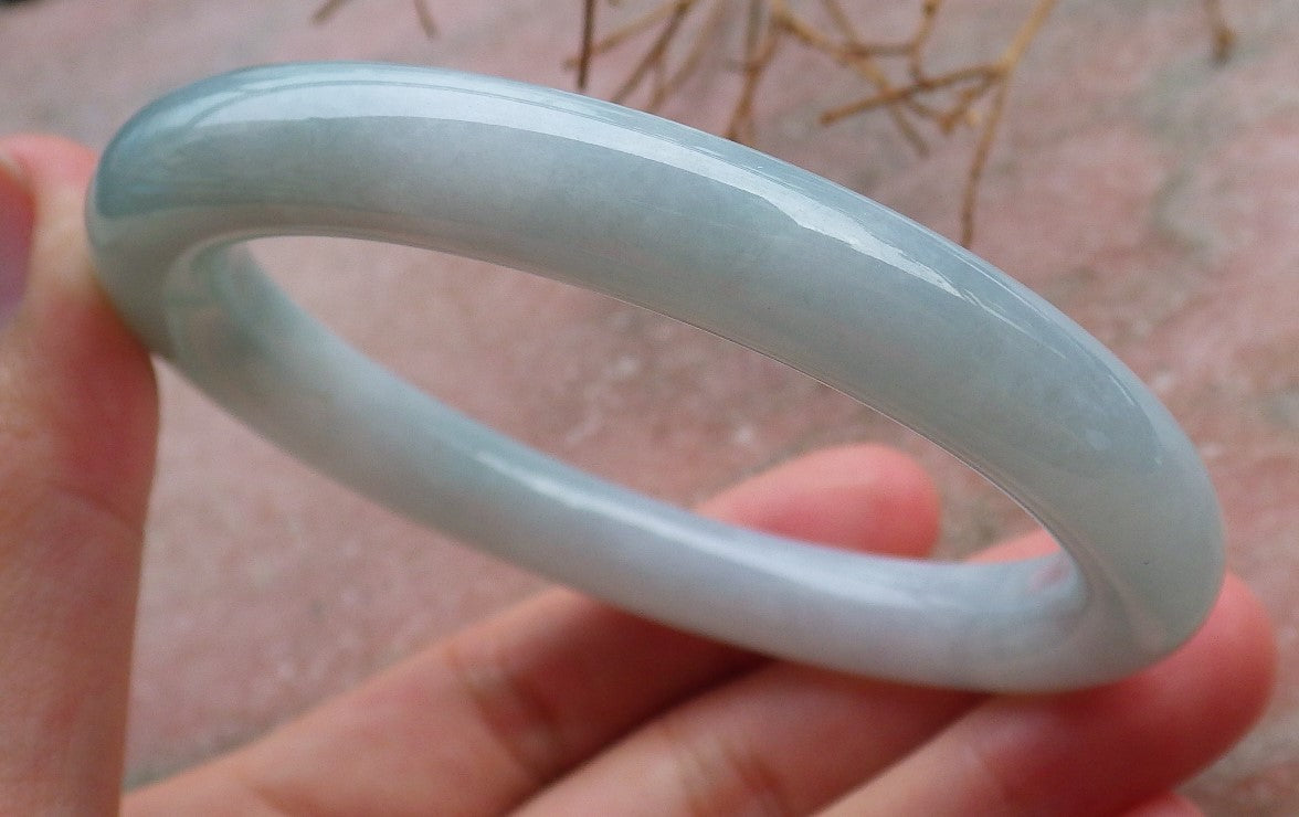 Certified Hand Carved Green Lavender Natural Myanmar Burma Grade A JADE Jadeite Bangle Bracelet 58mm