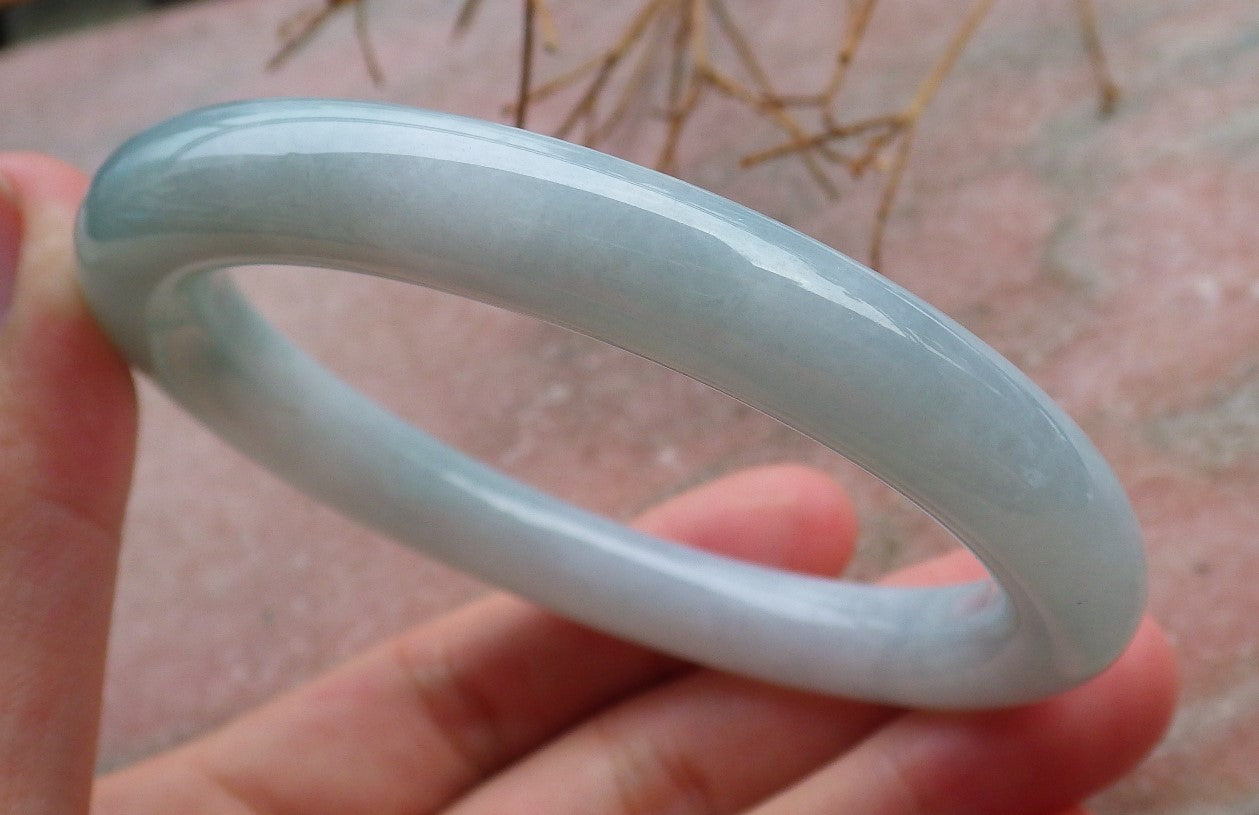 Certified Hand Carved Green Lavender Natural Myanmar Burma Grade A JADE Jadeite Bangle Bracelet 58mm