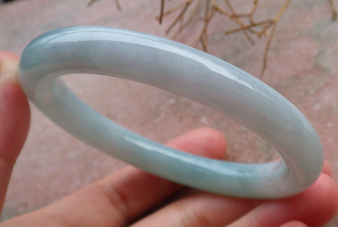 Certified Hand Carved Green Lavender Natural Myanmar Burma Grade A JADE Jadeite Bangle Bracelet 58mm