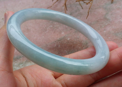 Certified Hand Carved Green Lavender Natural Myanmar Burma Grade A JADE Jadeite Bangle Bracelet 58mm