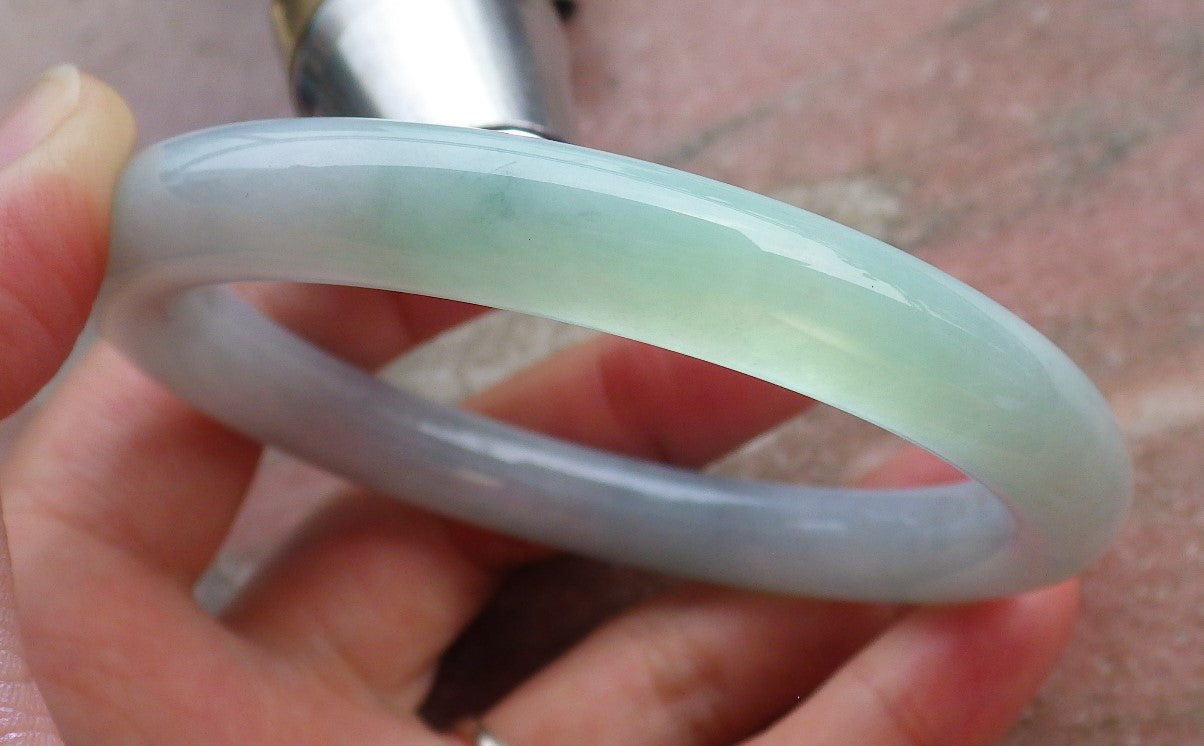 Certified Hand Carved Green Lavender Natural Myanmar Burma Grade A JADE Jadeite Bangle Bracelet 58mm