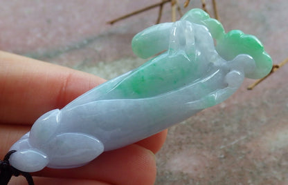 Certified Natural Hand Carved Lavender Myanmar Burma A Jade jadeite Spider Flower Pendant Necklace