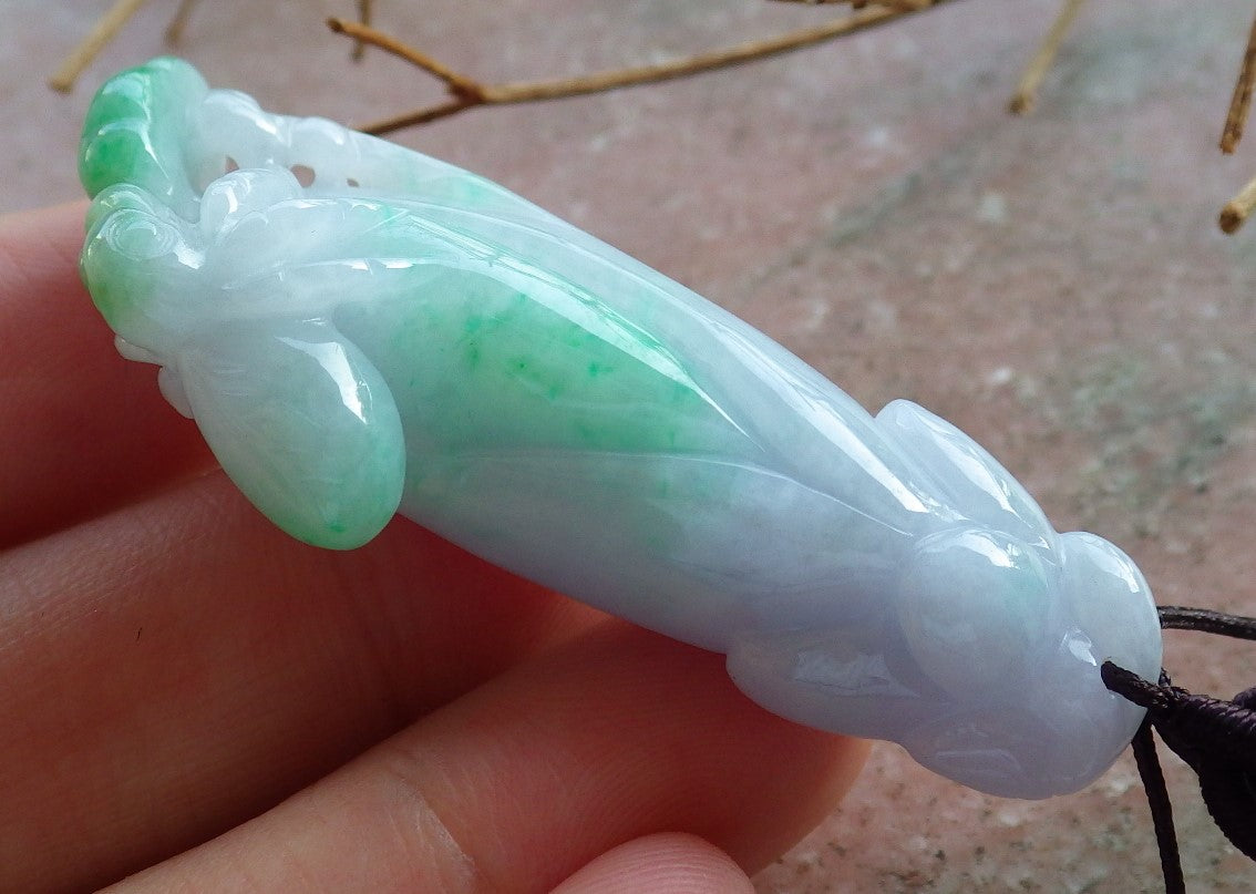 Certified Natural Hand Carved Lavender Myanmar Burma A Jade jadeite Spider Flower Pendant Necklace