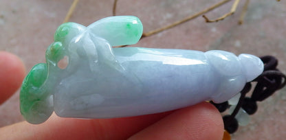 Certified Natural Hand Carved Lavender Myanmar Burma A Jade jadeite Spider Flower Pendant Necklace