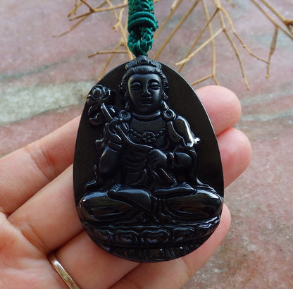 Certified Hand Carved Black Dark Green Natural Myanmar Burma A Jade jadeite Guanyin Kwan Yin Pendant Necklace