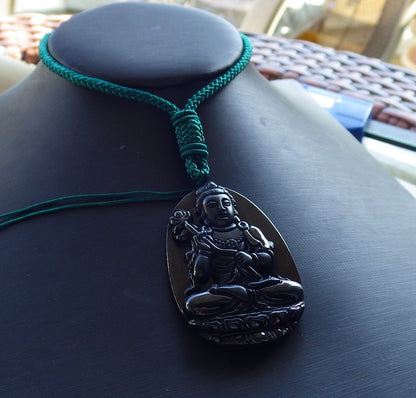 Certified Hand Carved Black Dark Green Natural Myanmar Burma A Jade jadeite Guanyin Kwan Yin Pendant Necklace
